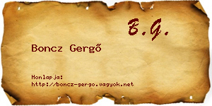Boncz Gergő névjegykártya